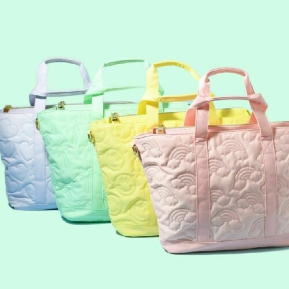 NEW STONEY CLOVER LANE Pink Mini Puffy Over Rainbow Tote Bag Diaper Baby Travel